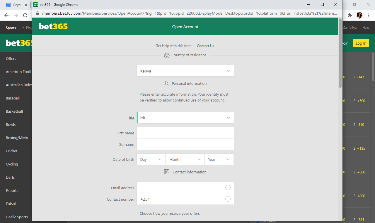 Buy Kenya Bet365 Accounts